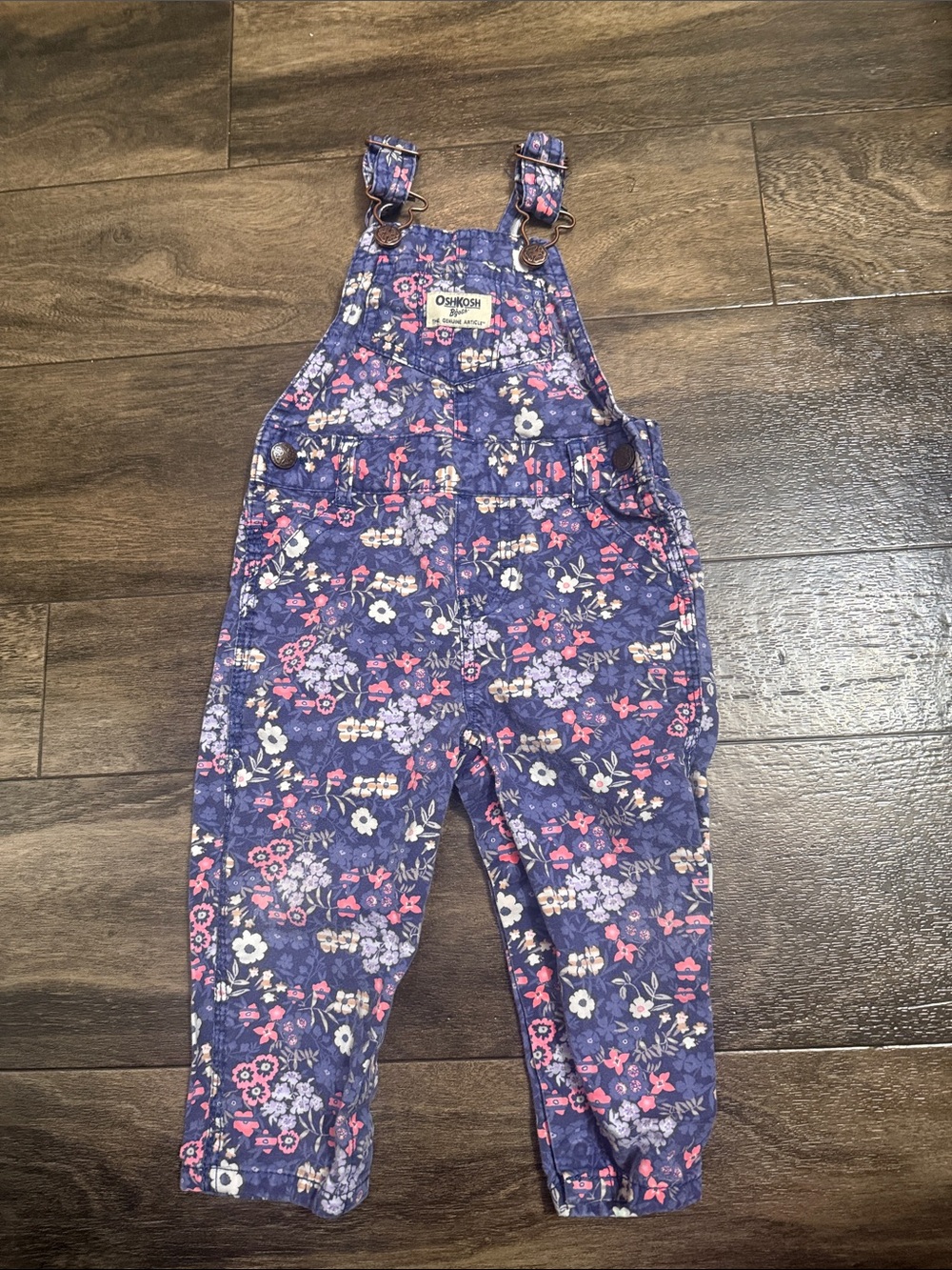 OshKosh B'gosh Navy Purple Floral Girls' Overalls